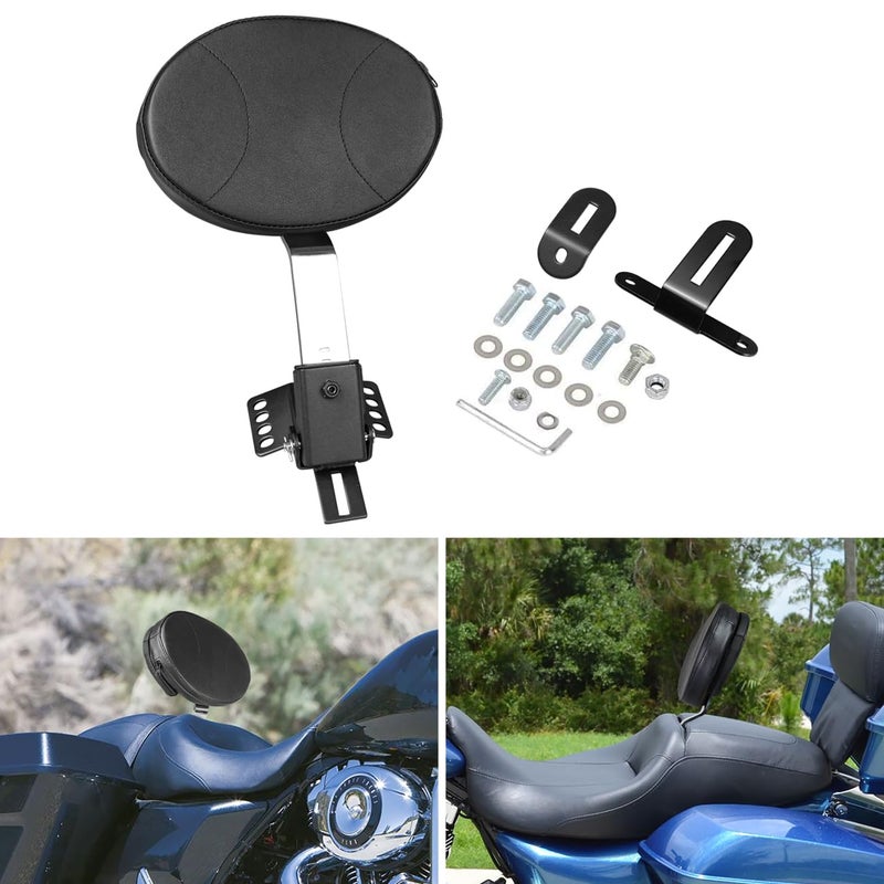 AUFER Adjustable Plug-in Driver Rider Backrest Custom Made Compatible With For 1997-2024 Touring Road King Street Glide Road Glide Electra Glide Models Driver Backrest - Image 1